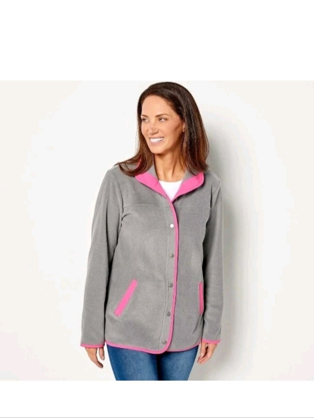NWOT Susan Graver Weekend Polar Fleece Grey Jacket Sz 1x